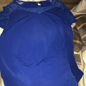 Polka Dot Mesh Inset Blouse